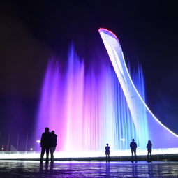 Olympic Flame and Dancing Fountains in Sochi
